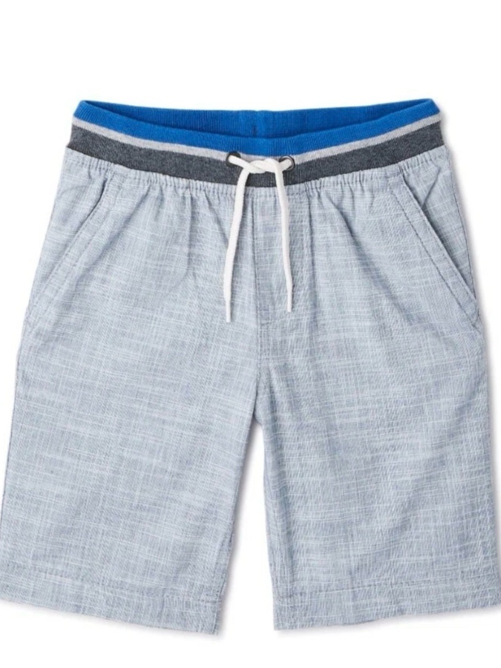 Wonder Nation Light Blue Knit-Waist chino Shorts with Blue Trim | size 14-16